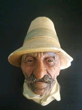 Vintage 1971 Bossons Romanian Man Chalkware, Head Figure Wall Hanging, England
